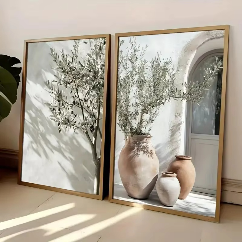 Home Decor Vase - 1PC フレームレスレトロエレガントなオリーブの木キャンバスポスター花瓶壁アートポスターギフトリビングルーム寝室寮家の装飾