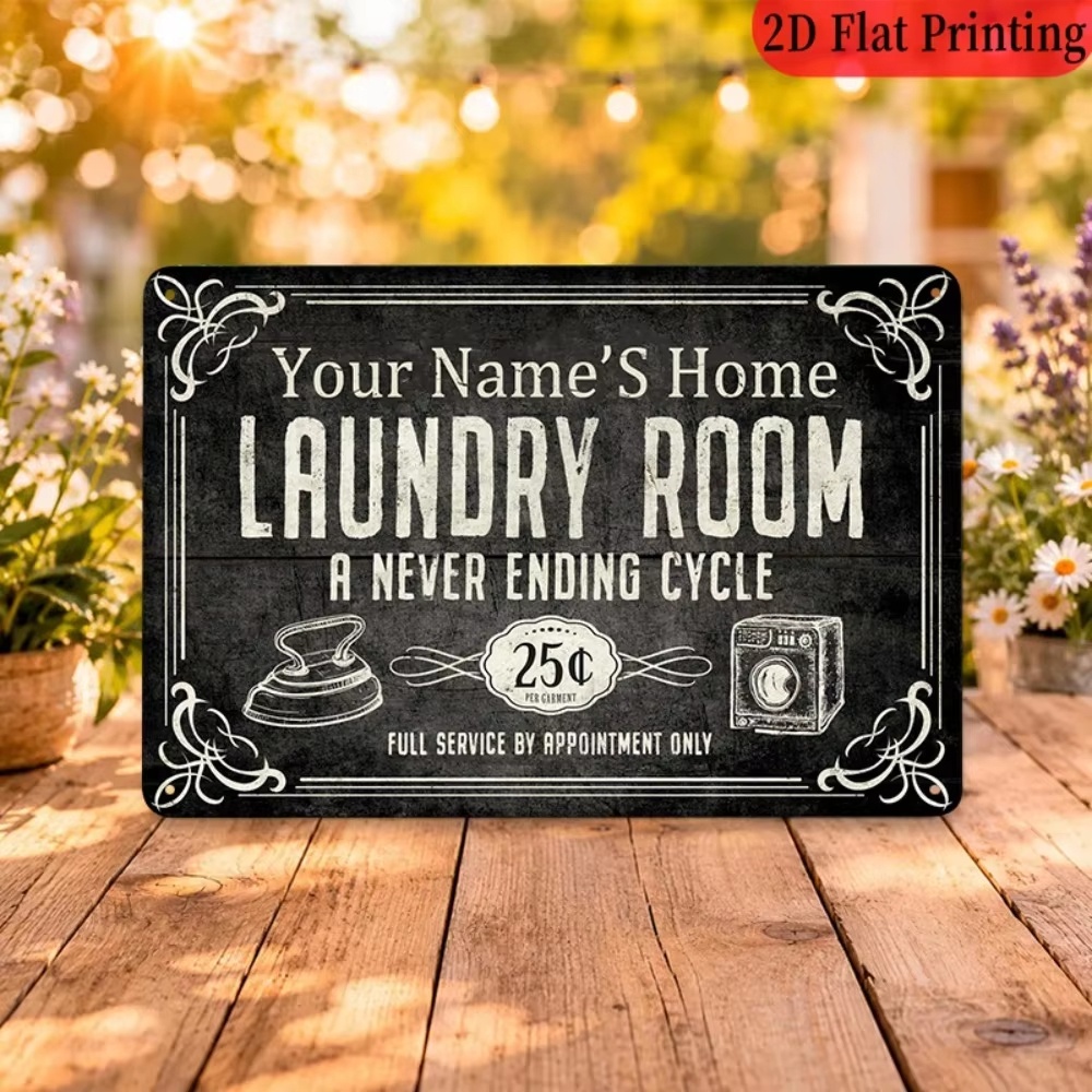 Home Decor Names - カスタムネームランドリーサイン、エンドレスサイクルウォールデコレーション、家庭用キッチンアパート用（装飾用のみ）