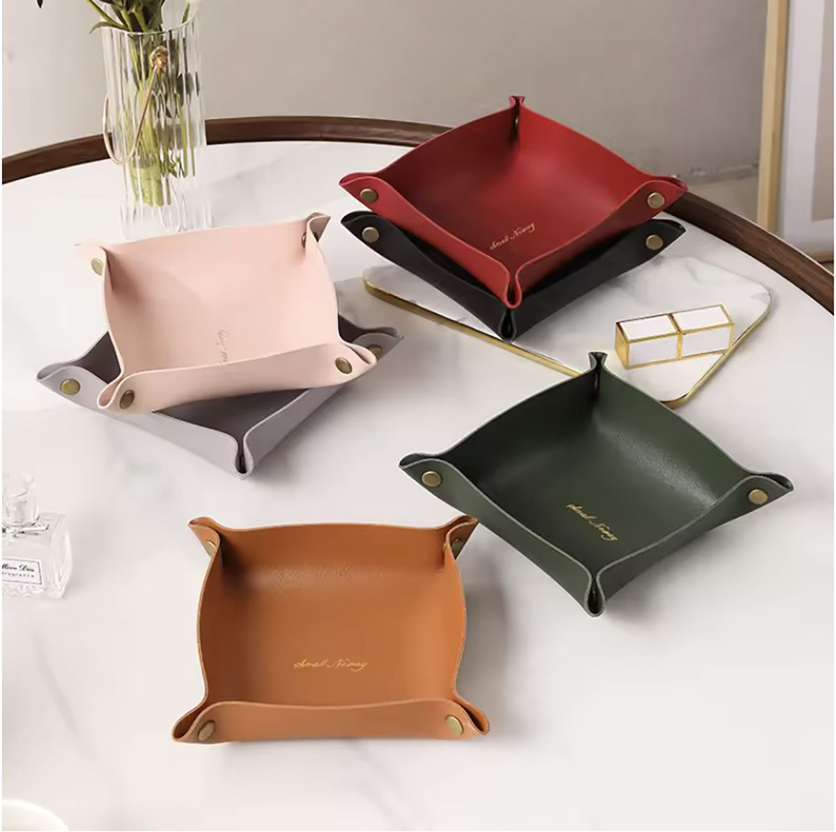 Home Decor Organizer - 北欧スタイルの革収納トレイデスクトップオーガナイザーキージュエリー化粧品収納ボックス折りたたみオーガナイザー家の装飾