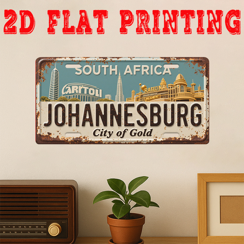 Home Decor Johannesburg - ヨハネスブルグ南アフリカゴールドシティのブリキ看板 - ヴィンテージ耐久性のある金属製飾り板、壁飾り、ホームオフィス、バー、男の隠れ家、ウォールアート