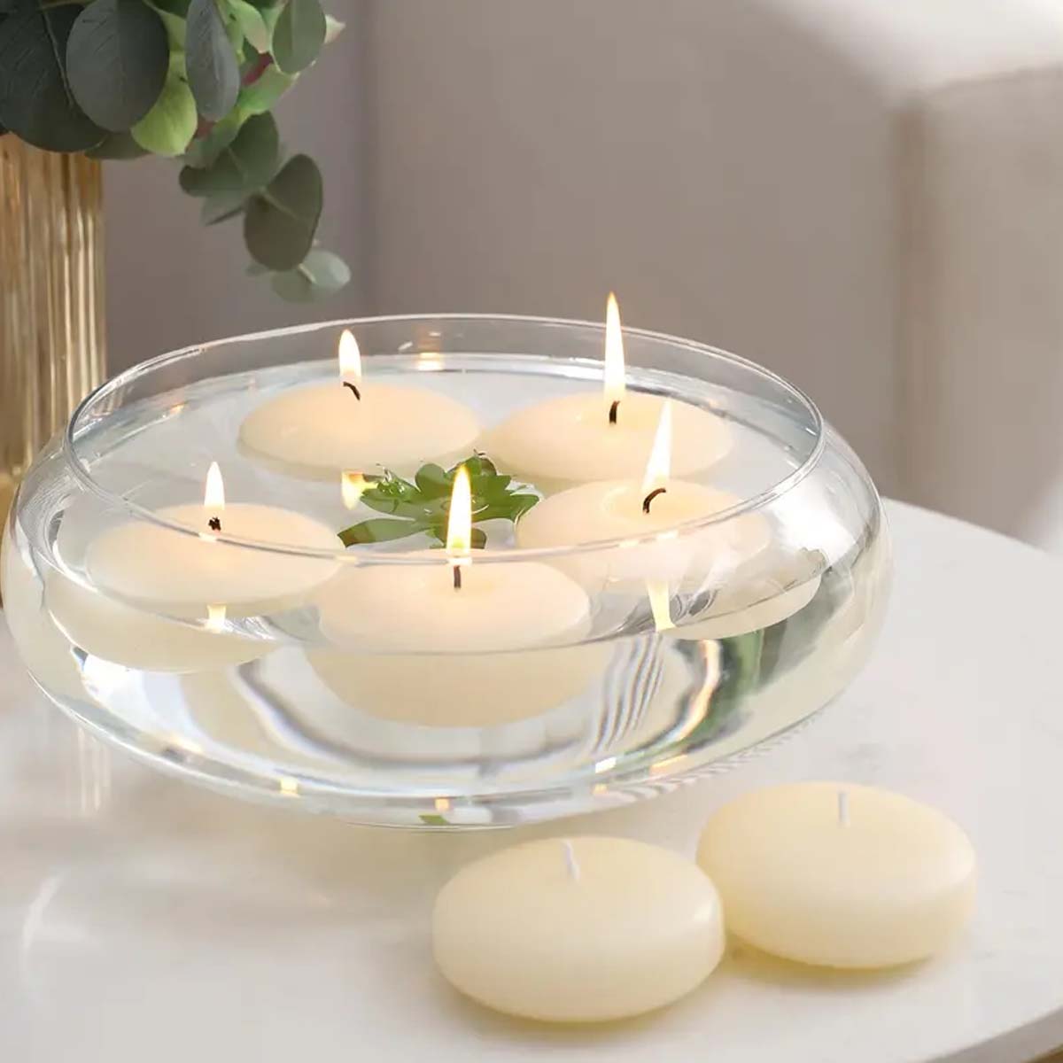 Home Decor Vase - アイボリーフローティングキャンドル20個、無香料、液だれしない、結婚式、クリスマス、誕生日パーティー、円筒形の花瓶、家の装飾に最適