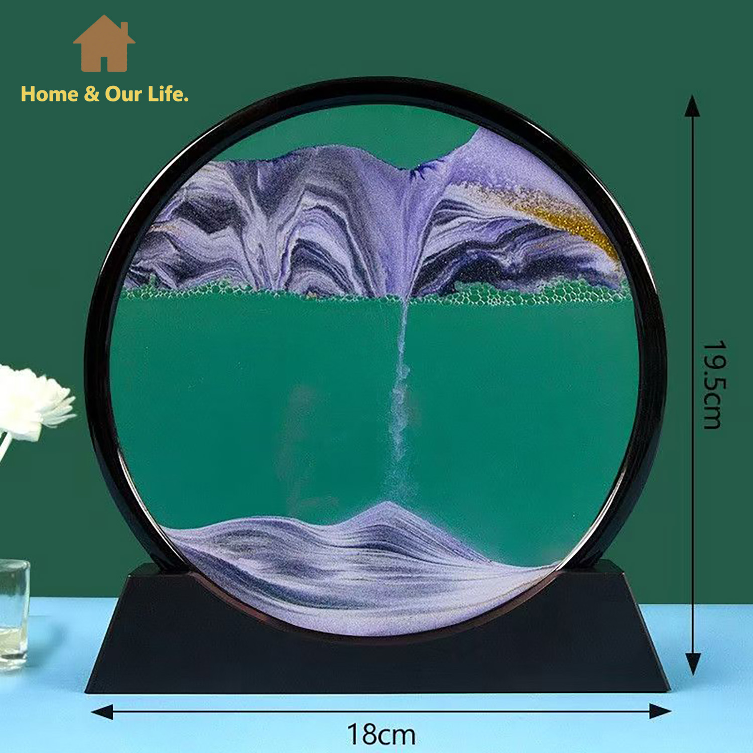 Home Decor Mirror - 3Dダイナミック流砂アート：家庭やワークスペースのためのユニークな装飾