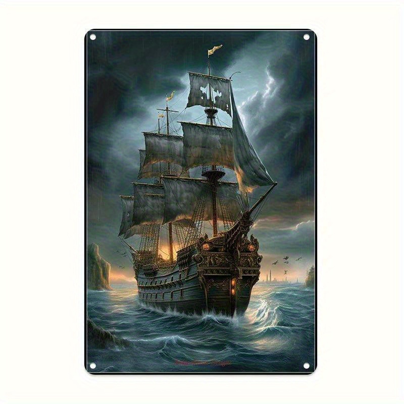 Home Decor Nautical - ヴィンテージ航海船メタルウォールアートサイン - リビングルーム、キッチン、オフィス、カフェ用の素朴な家の装飾 - 吊り下げが簡単、D