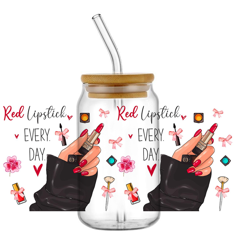 Home Decor Logo Design - 女性用化粧品デザイン カスタムUV DTFステッカー 16オンスタンブラー用 防水DIYロゴラップ転写ラベル ホームデコレーション