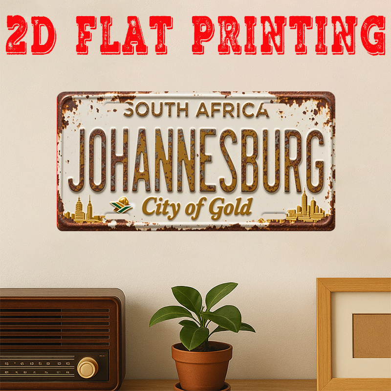 Home Decor Johannesburg - ヴィンテージ ヨハネスブルグ シティ メタル ブリキ看板、ゴールドラッシュ ウォールアート装飾、11.8x5.9インチ