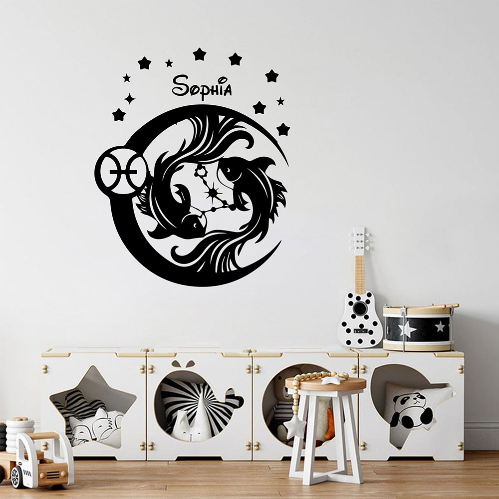 Home Decor Wallpaper - 1PC DIY 魚座カスタムテキスト Pvc ウォールデカール家の装飾友人へのギフトホームパーティー装飾壁紙