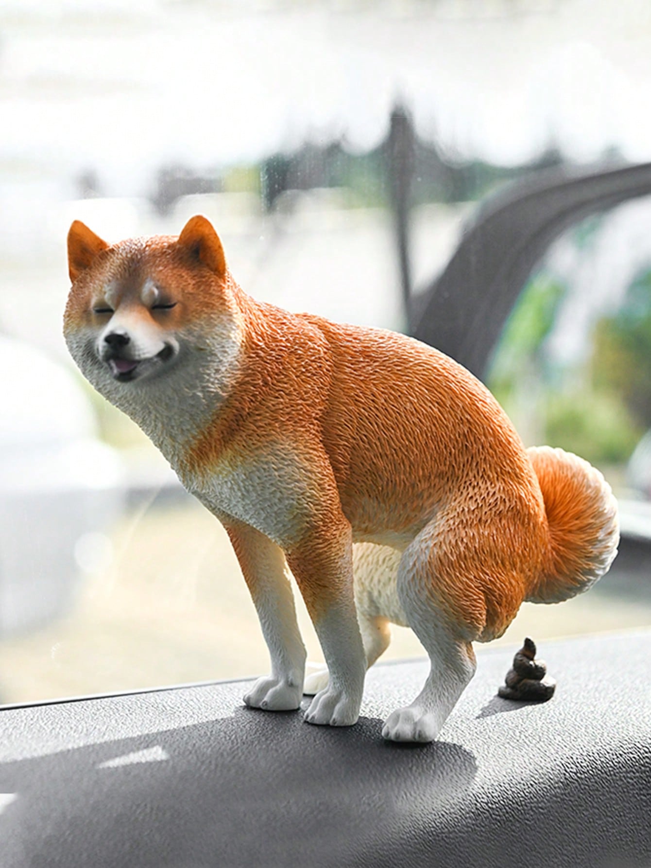 Home Decor Kit - 面白い柴犬の置物1セット（うんちと尿が流れる） – 1/6スケールのミニチュア模擬動物モデル、楽しい家の装飾品