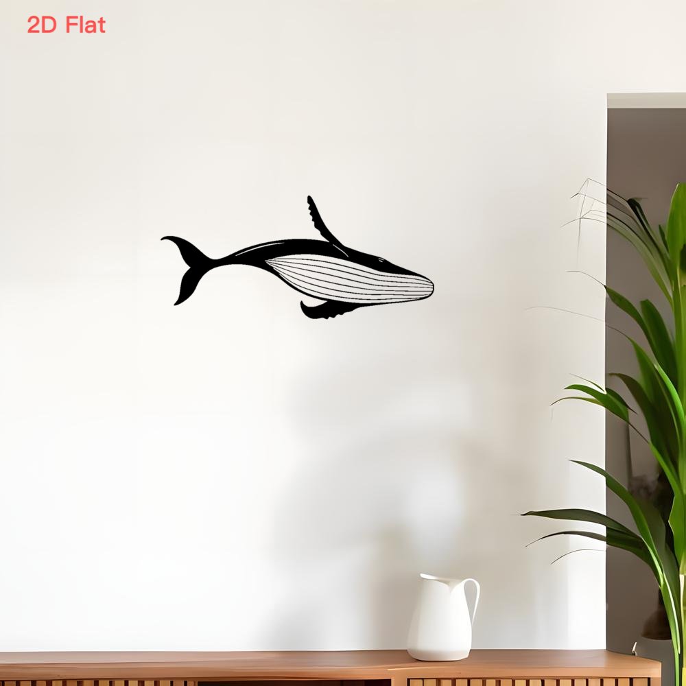 Home Decor Nautical - 雄大なクジラのメタルウォールアート、レーザーカット錬鉄製2Dフラットマリン航海装飾、寝室、オフィス、屋内、モダンな家の壁飾りに