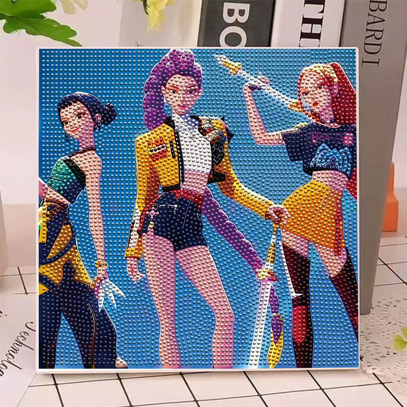 Home Decor Kit - アニメハンターズ ガールズ ルミ ミラ ゾイ ダイヤモンドペインティングキット