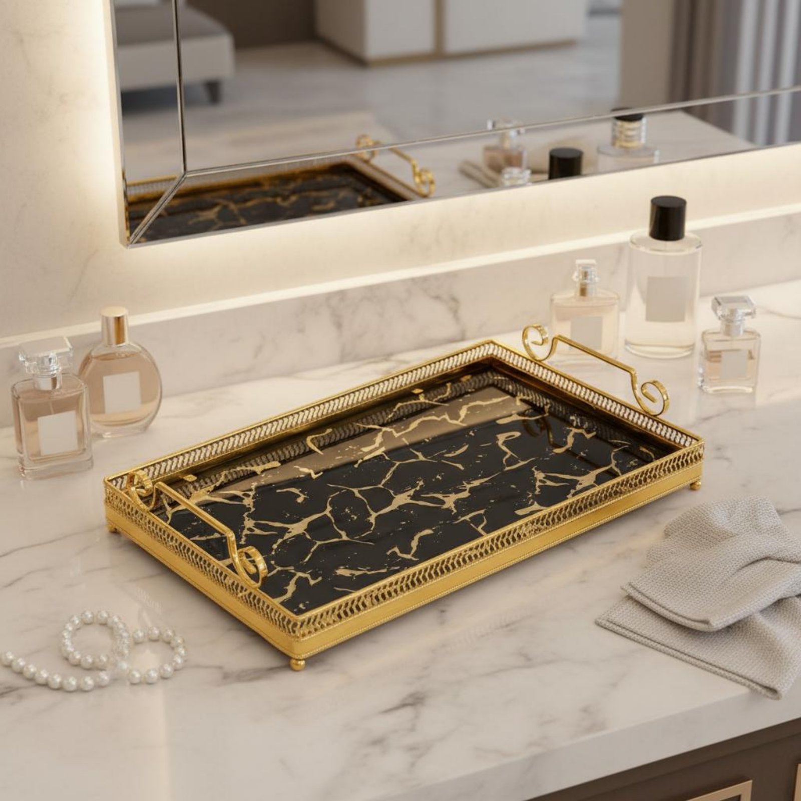 Home Decor Mirror - 装飾ミラートレイ 北欧デザイン ミラートレイ ハウスデコレーション テーブルトップディスプレイ ホームデコレーション
