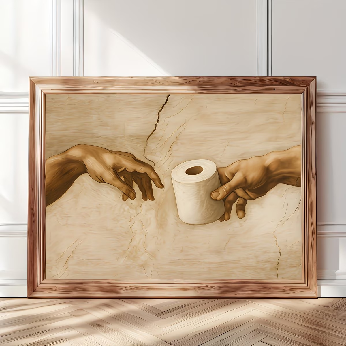 Home Decor Wallpaper - レトロなユーモラスなトイレットペーパーウォールアートプリントキャンバス絵画ポスター写真リビングルーム、寝室の家の装飾用