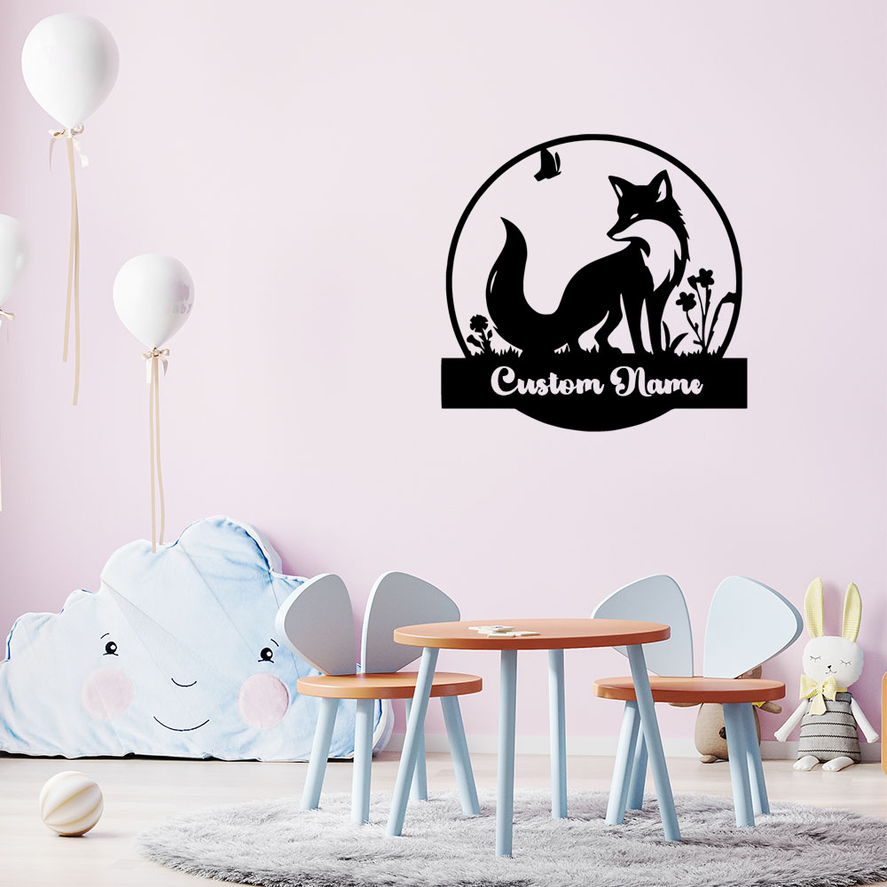 Home Decor Wallpaper - 1PC カラフルなキツネカスタマイズ可能なテキストビニール壁紙ロール家具装飾家の装飾壁アートデカール