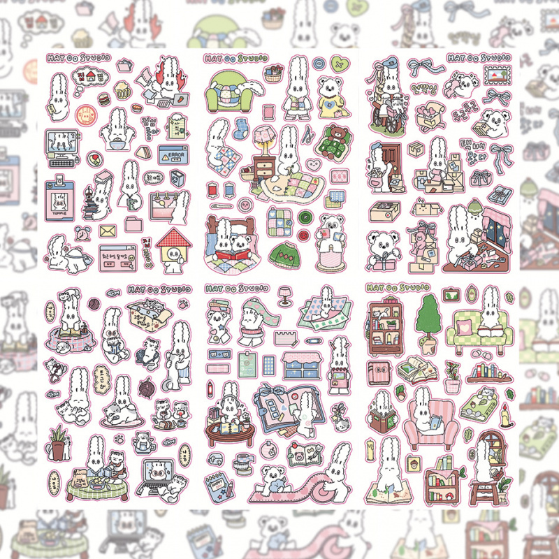 Home Decor Magazine - 韓国かわいいかわいい漫画ウサギのステッカー日記プランナースクラップブックハンドブック雑誌コラージュ素材 DIY 装飾ステッカー