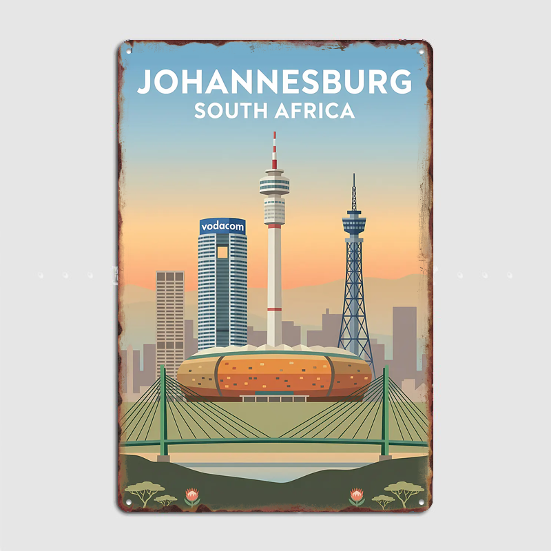 Home Decor Johannesburg - ヨハネスブルグ南アフリカ旅行風景ポスターレトロガレージクラブバー屋内壁ヴィンテージポスタールーム装飾家の装飾