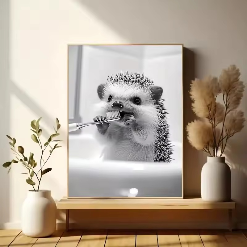 動物浴室トイレットペーパーキャンバス絵画ポスターカワウソハリ - Home Decor Scrap のレビューと価格