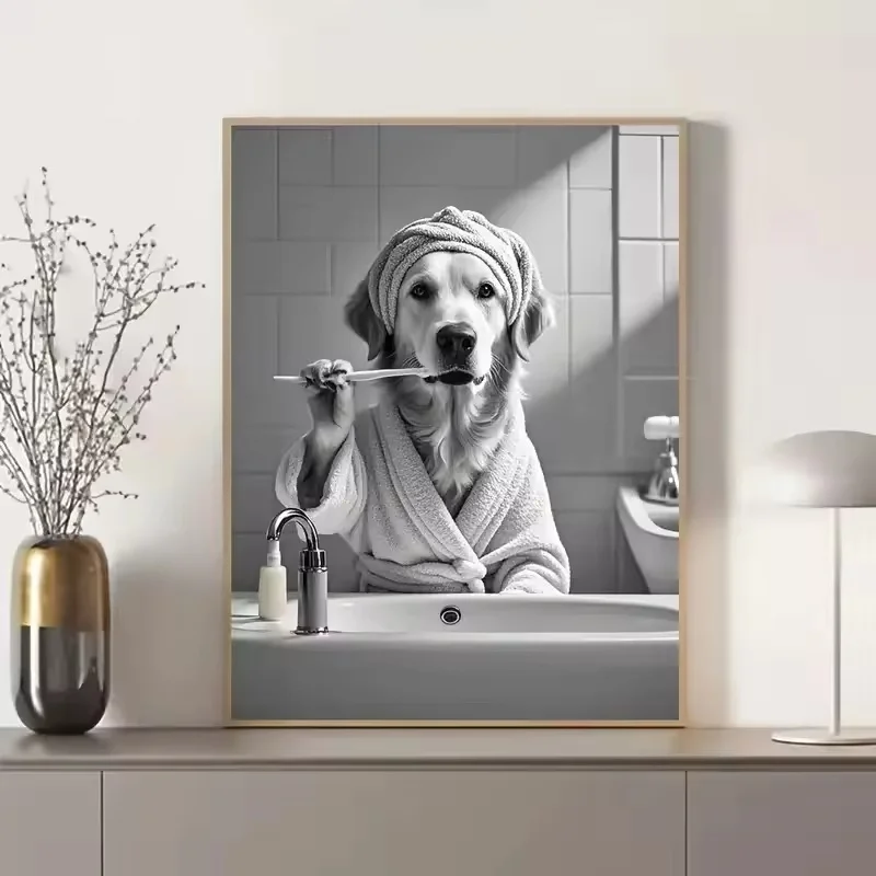 動物浴室トイレットペーパーキャンバス絵画ポスターカワウソハリ - Home Decor Scrap のレビューと価格