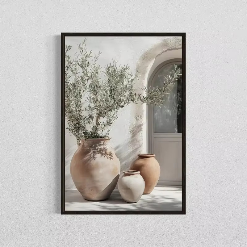 1PC フレームレスレトロエレガントなオリーブの木キャンバス - Home Decor Vase のレビューと価格