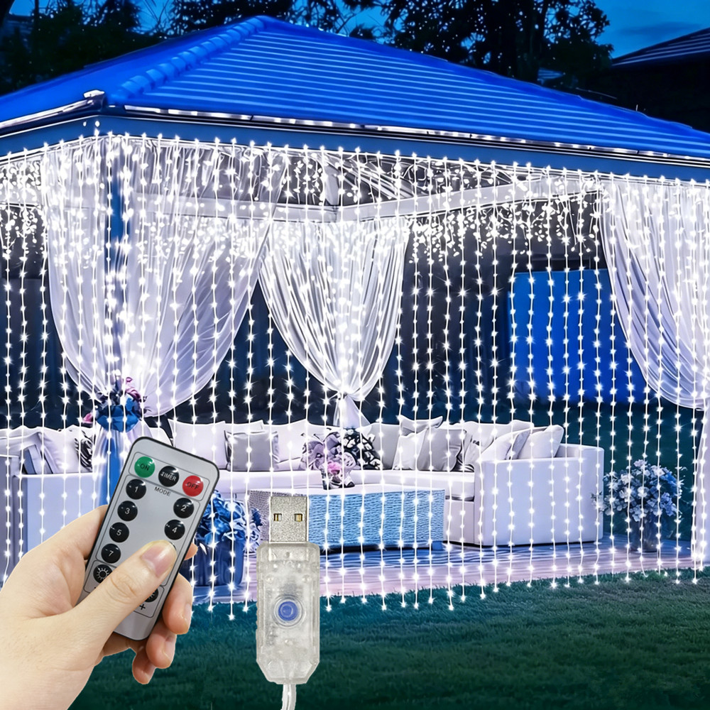 3/4/6m フェアリーランプ 8モードUSBカーテンライト - String Curtain Light のレビューと価格