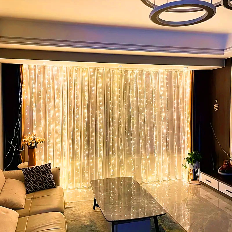 USB LED カーテンストリングライト リモコン付き 寝室 - String Curtain Light のレビューと価格
