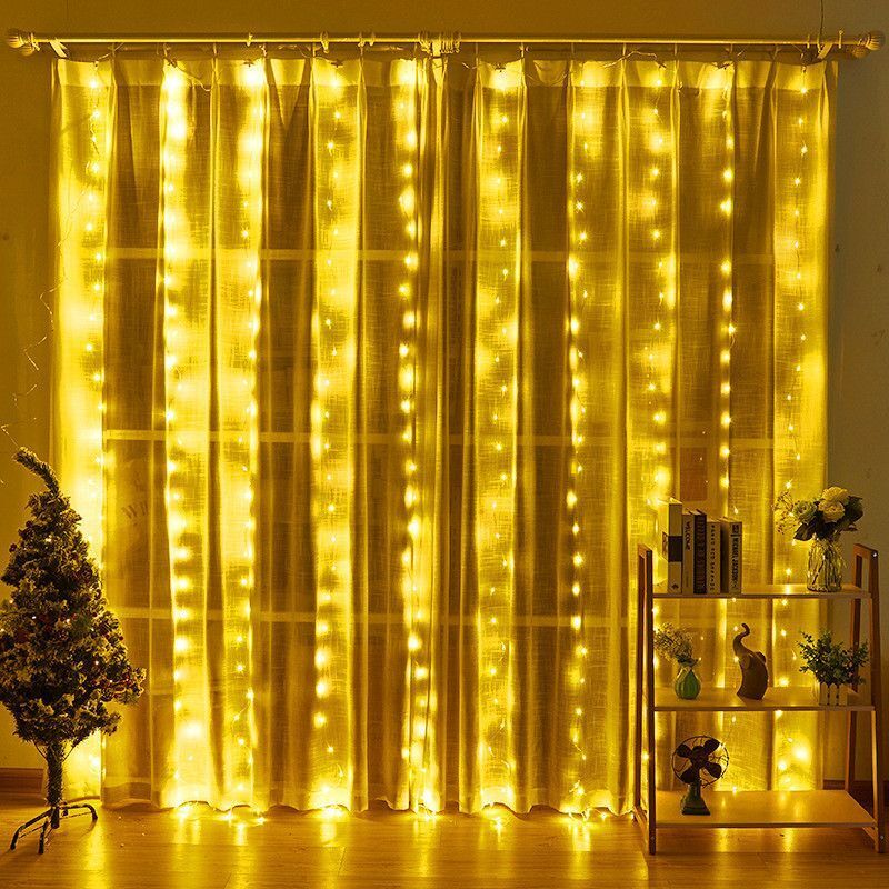 USB LED カーテンストリングライト リモコン付き 寝室 - String Curtain Light のレビューと価格
