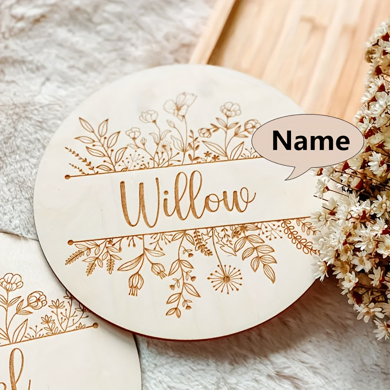 パーソナライズされた花柄彫刻名札、カスタムラウンド木製サイン - Home Decor Names のレビューと価格