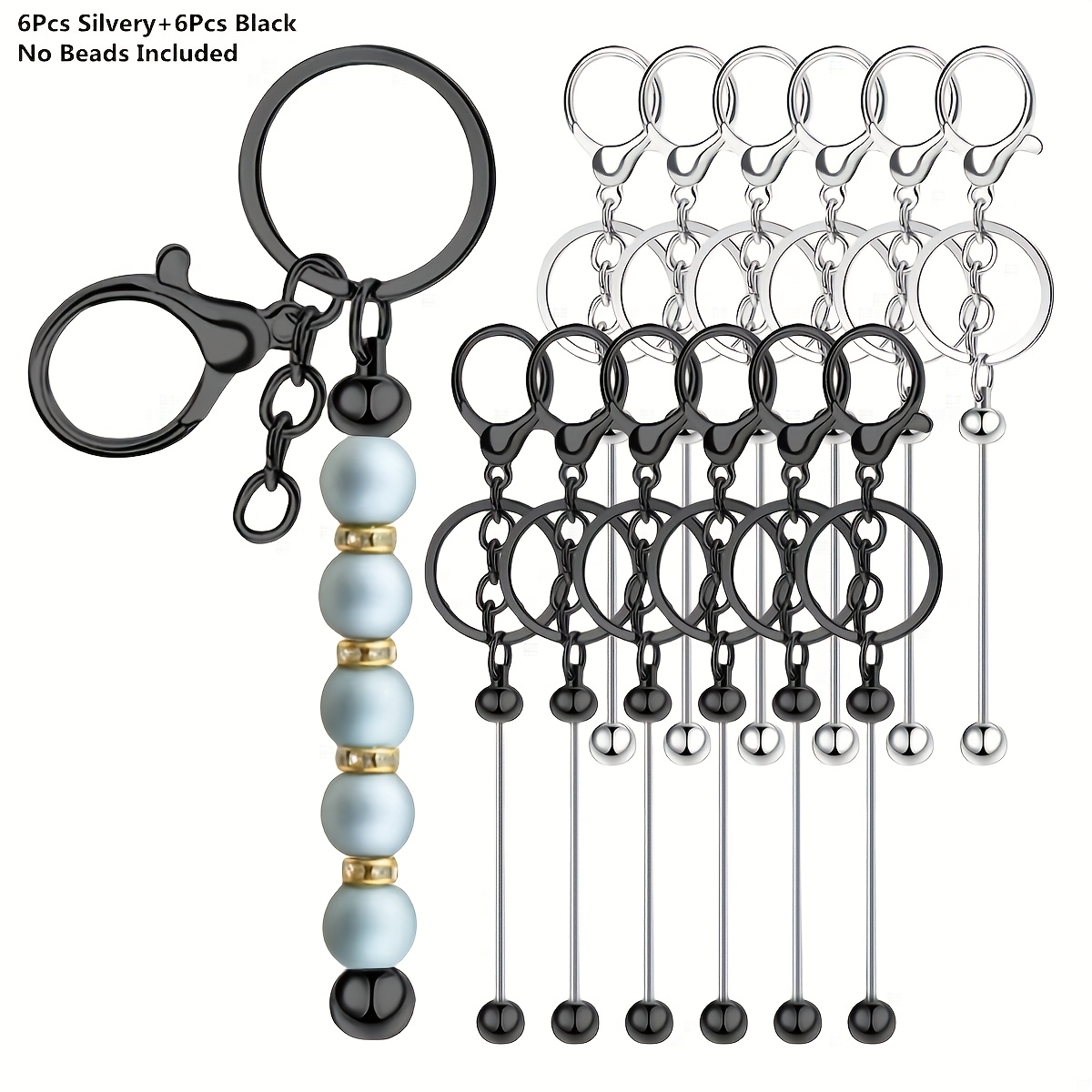 12 個の経済的な繊細なブランクキーホルダービーズロッドバル - Home Decor Kit のレビューと価格