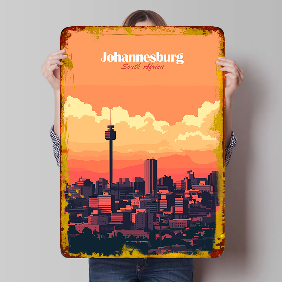 ヨハネスブルグ南アフリカ都市のスカイラインメタルウォールアー - Home Decor Johannesburg のレビューと価格