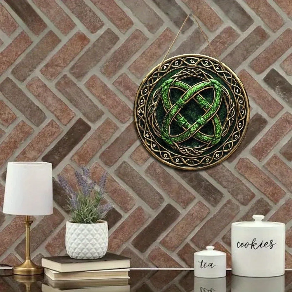 2D レトロ ケルトノット 円形木製ロゴ、絶妙なデザイン、家 - Home Decor Logo Design のレビューと価格