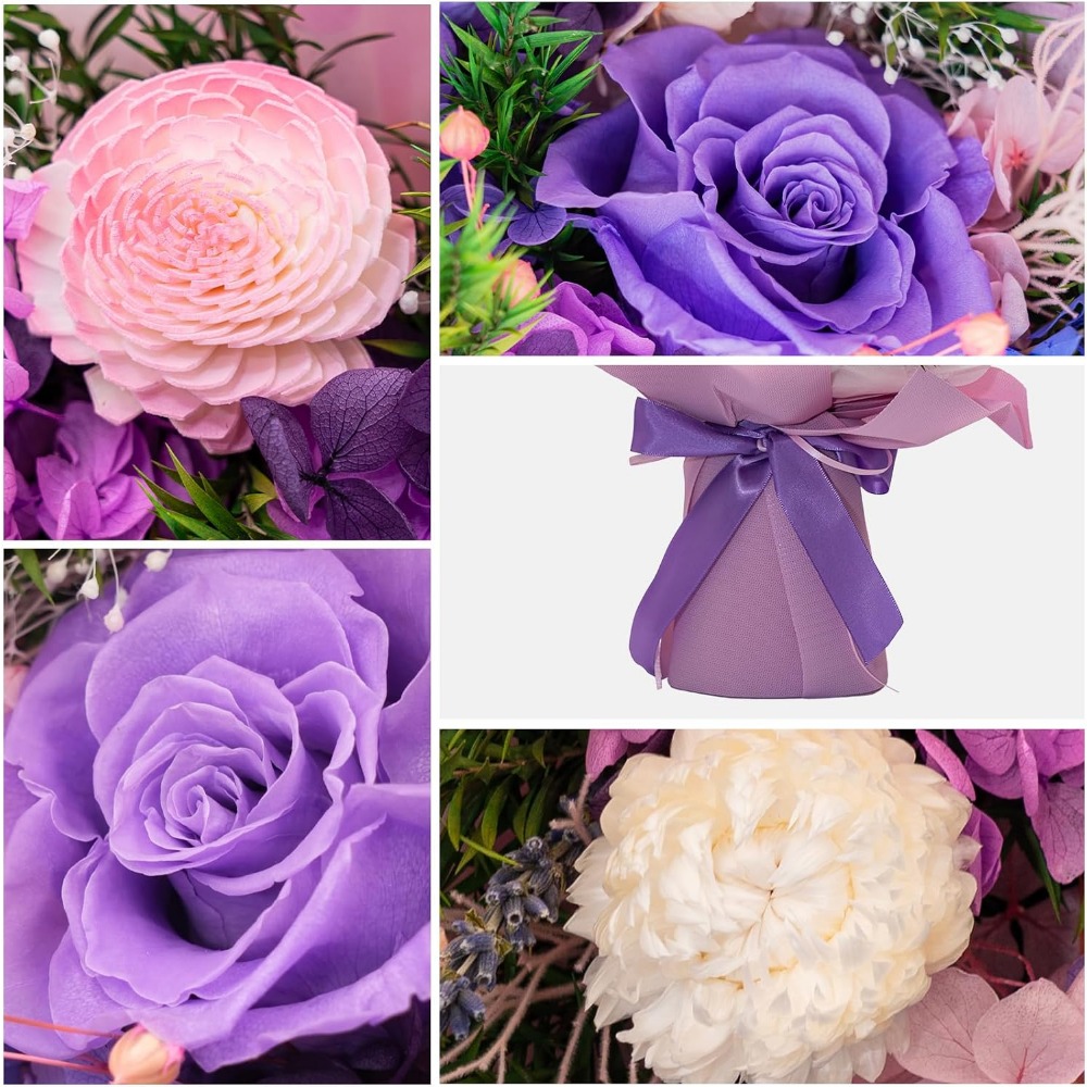ロマンチックなプリザーブドローズブーケ：卒業、誕生日、バレン - Home Decor Tulip のレビューと価格