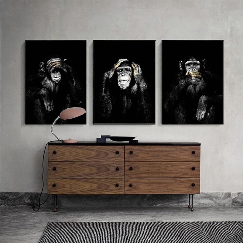 面白い猿HDポスター キャンバス絵画 動物 ウォールアート  - Home Decor Mirror のレビューと価格