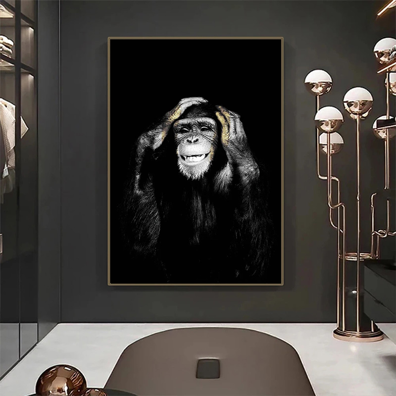 面白い猿HDポスター キャンバス絵画 動物 ウォールアート  - Home Decor Mirror のレビューと価格