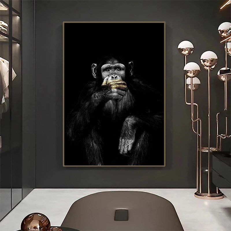 面白い猿HDポスター キャンバス絵画 動物 ウォールアート  - Home Decor Mirror のレビューと価格