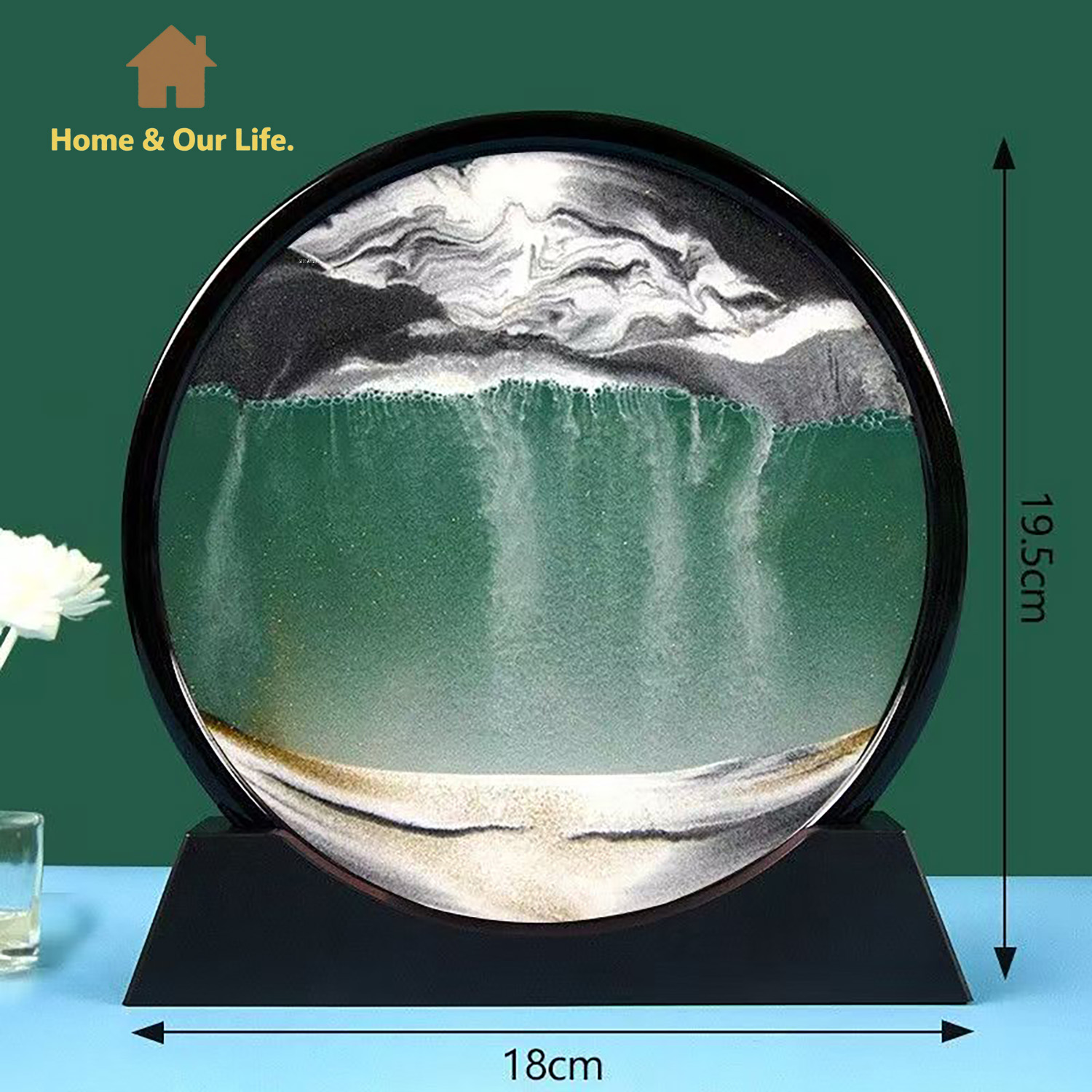 3Dダイナミック流砂アート：家庭やワークスペースのためのユニ - Home Decor Mirror のレビューと価格