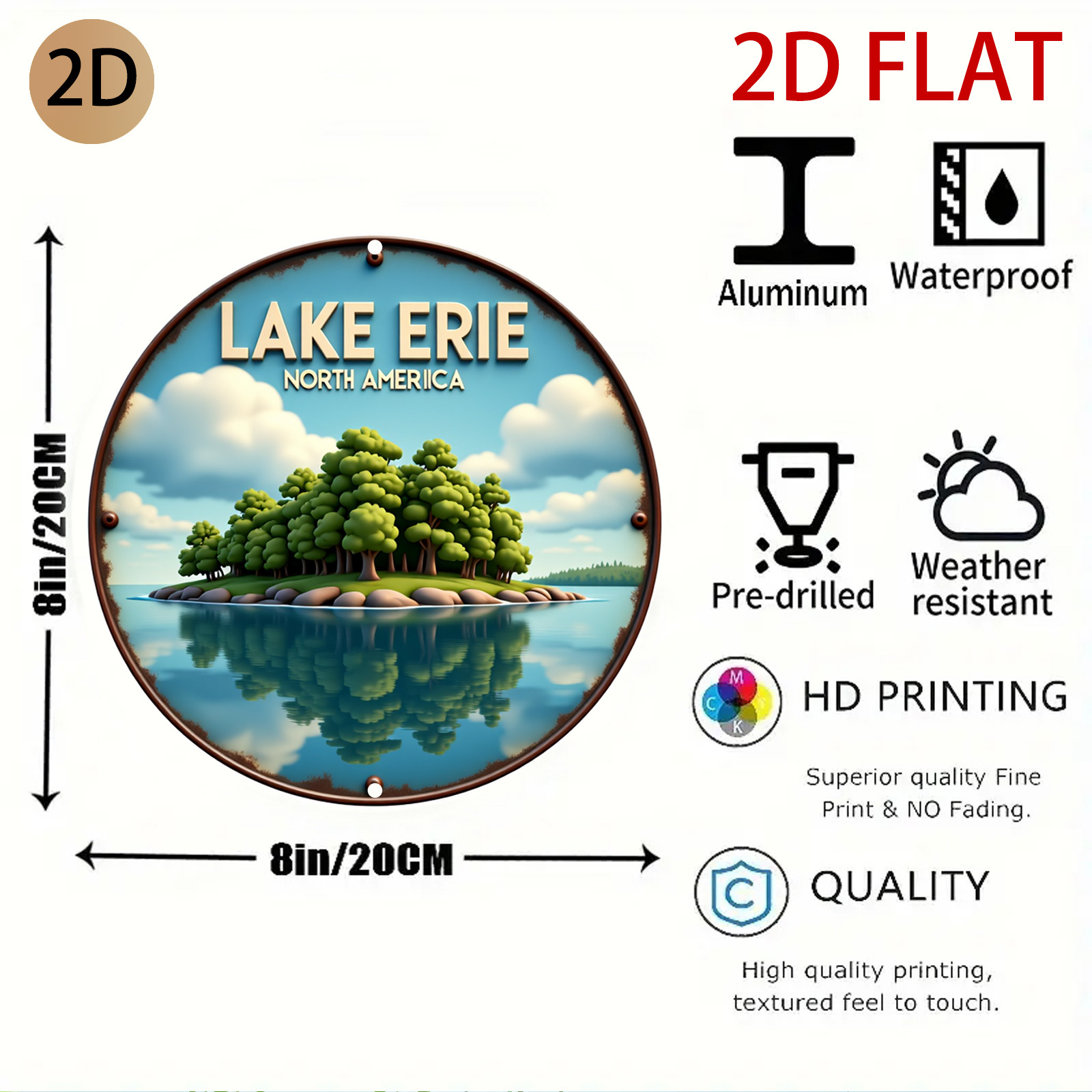 2Dフラット円形レイク・エリーロゴレトロメタルデザイン風光明 - Home Decor Logo Design のレビューと価格