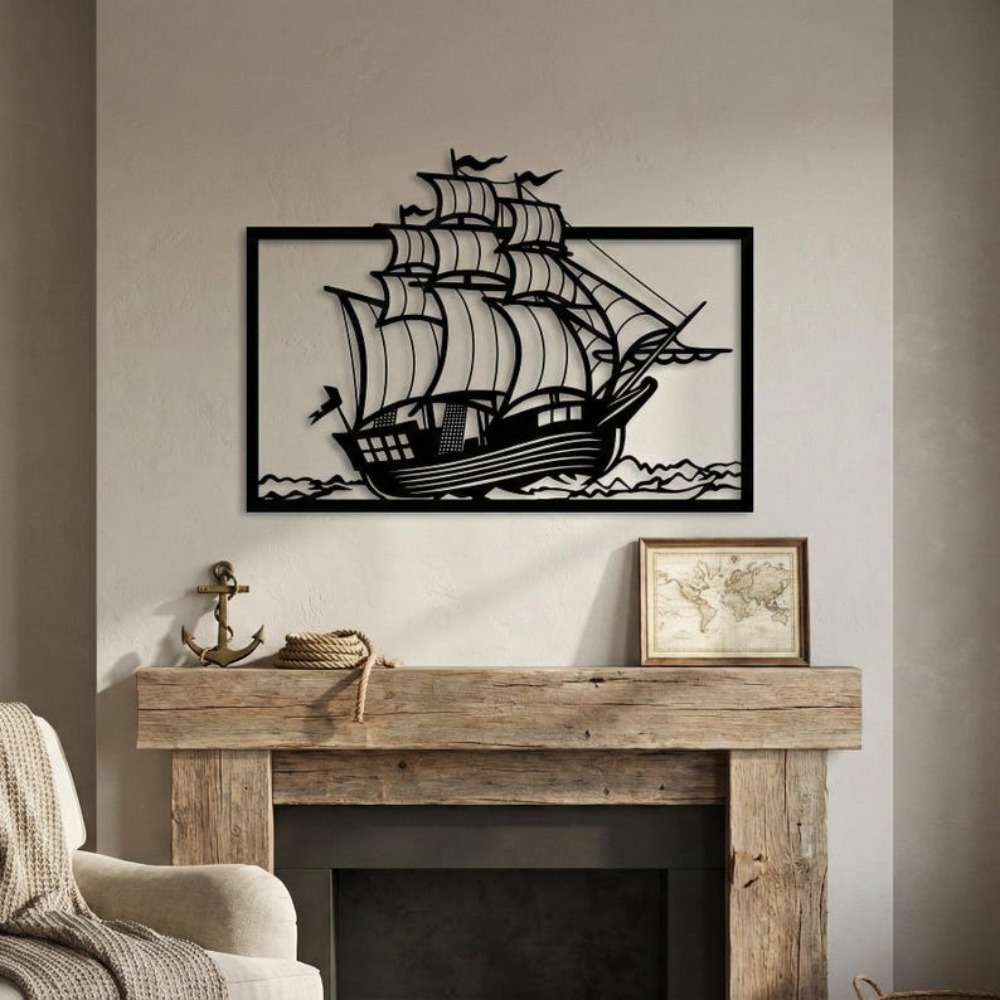 金属製帆船ウォールアート、海岸航海風の家の装飾、船舶用エント - Home Decor Nautical のレビューと価格