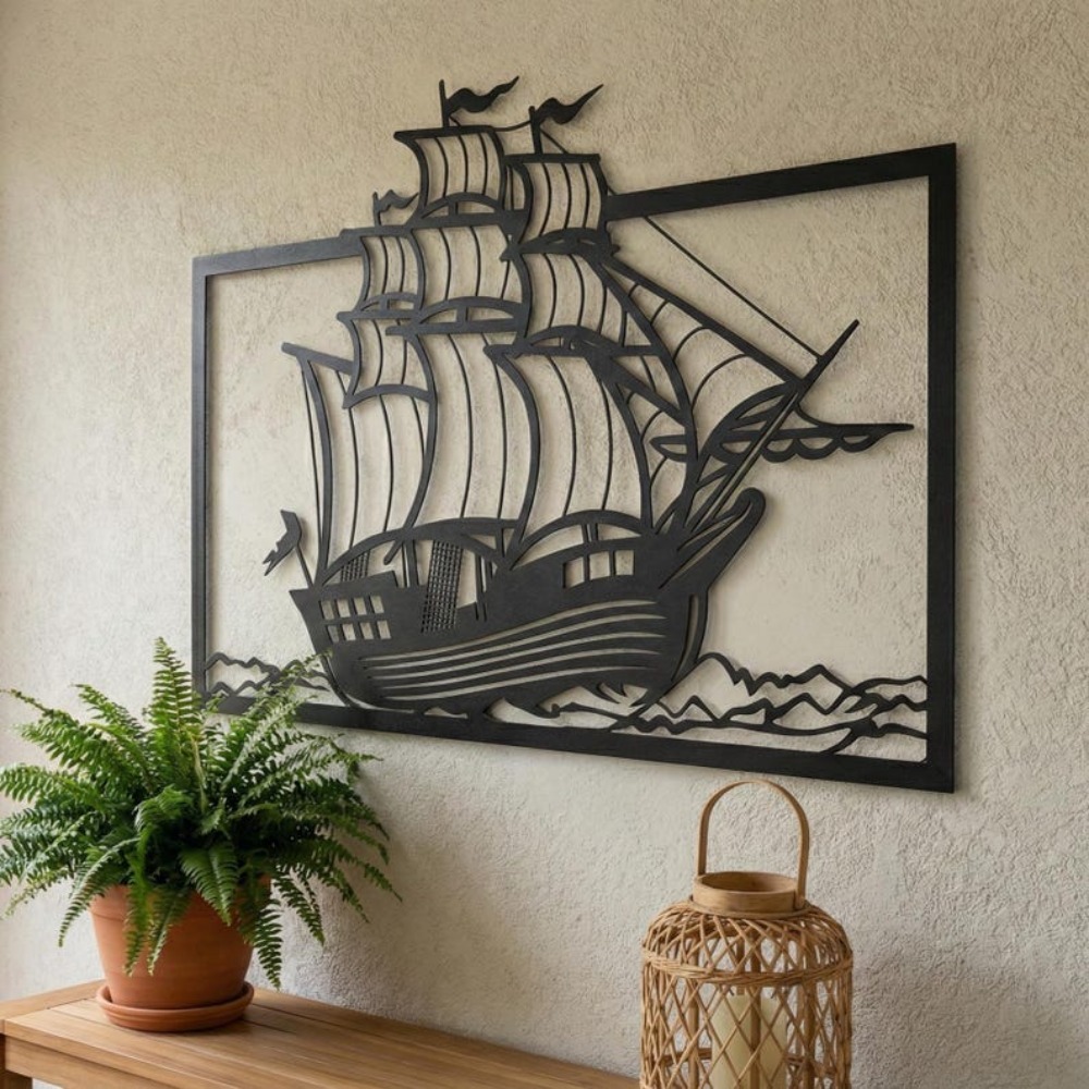 金属製帆船ウォールアート、海岸航海風の家の装飾、船舶用エント - Home Decor Nautical のレビューと価格