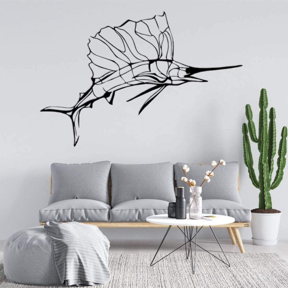 ソードフィッシュ航海用メタルウォールアートレーザーカット家の - Home Decor Nautical のレビューと価格