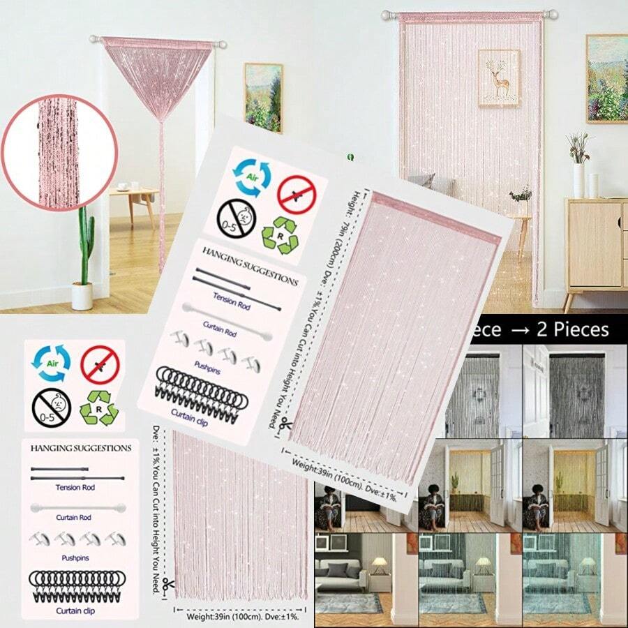 グリッタービーズストリングカーテン ドア窓用 スパークルパネ - String Curtain Light のレビューと価格