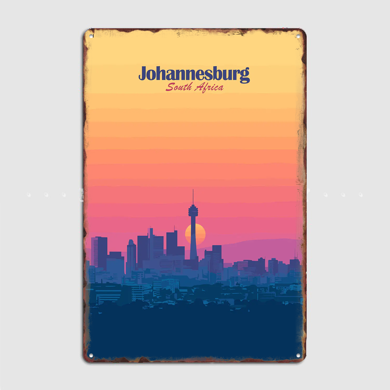 ヨハネスブルグのスカイライン日没旅行風景ポスターレトロガレー - Home Decor Johannesburg のレビューと価格