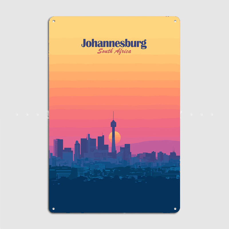 ヨハネスブルグのスカイライン日没旅行風景ポスターレトロガレー - Home Decor Johannesburg のレビューと価格