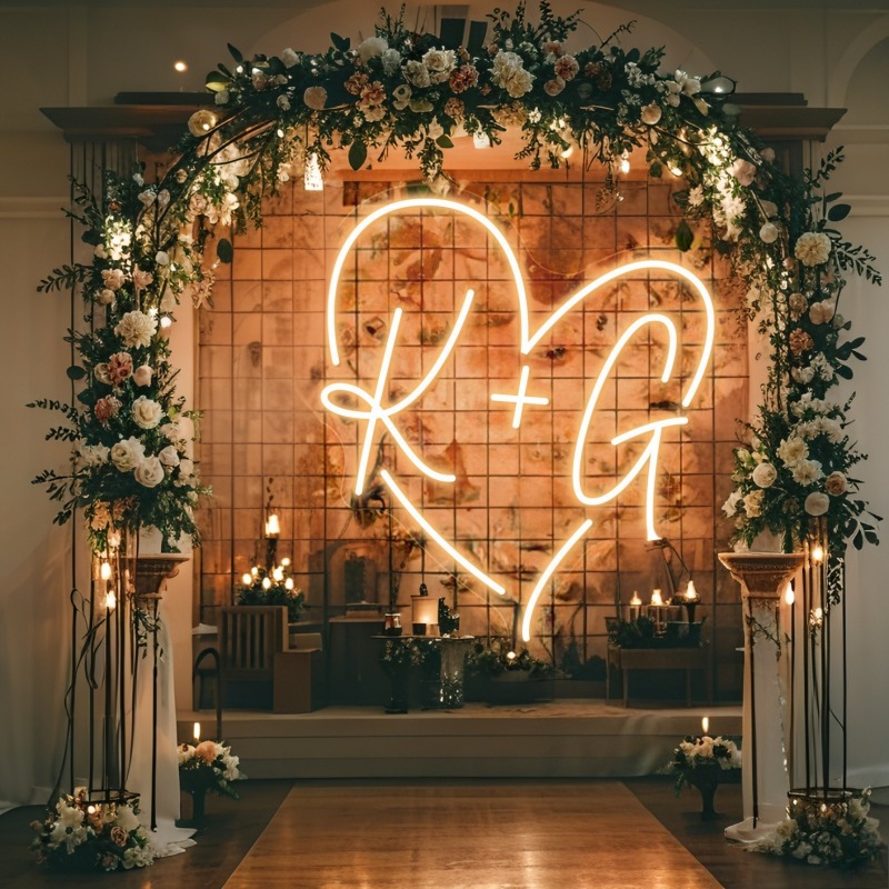 カスタムイニシャルハートLEDネオンサイン、結婚式パーティー - Home Decor Names のレビューと価格
