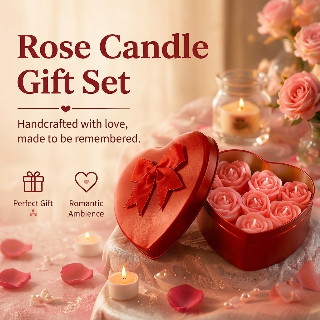 バラの形をしたソイワックスキャンドル6個セット、ロマンチック - Home Decor Kit のレビューと価格