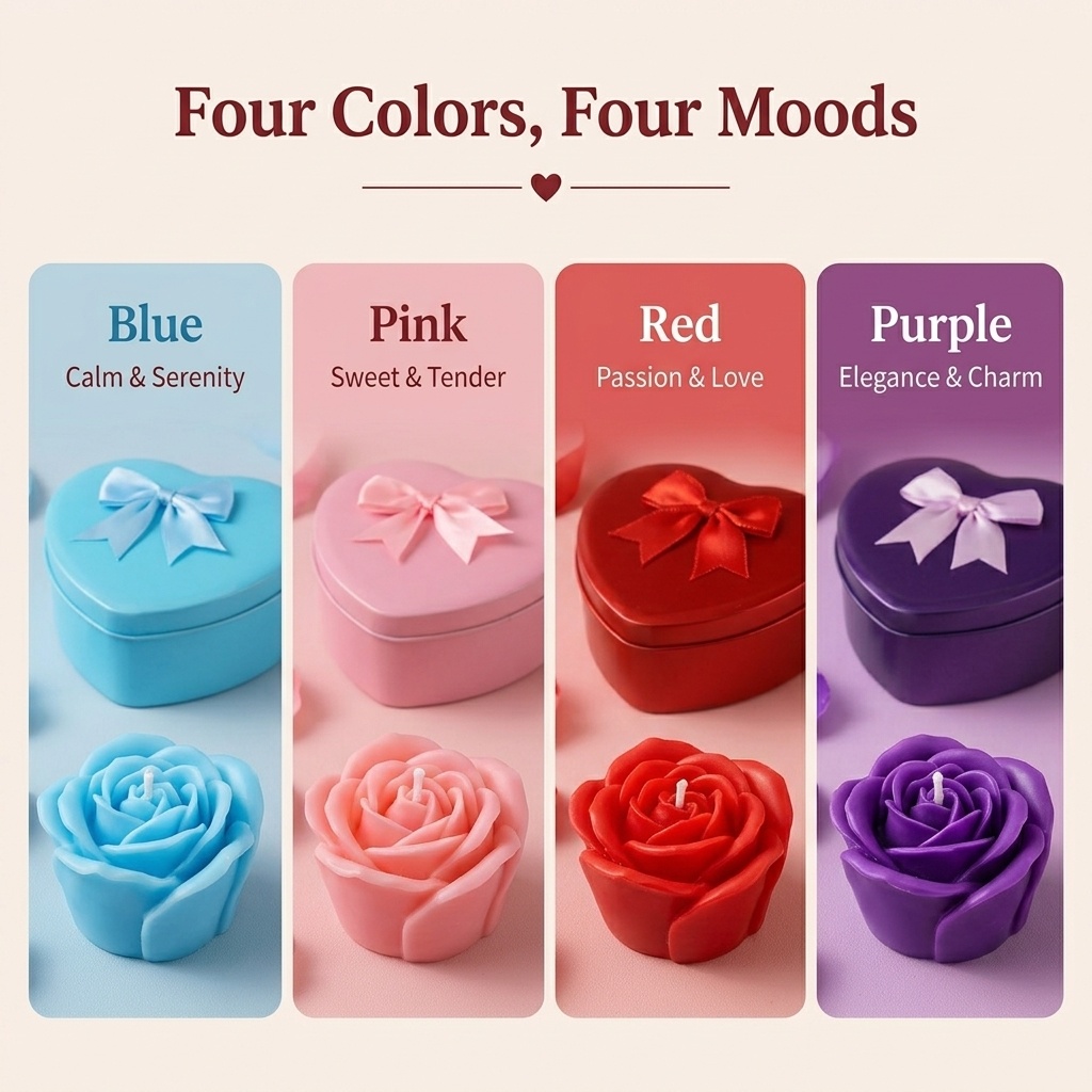 バラの形をしたソイワックスキャンドル6個セット、ロマンチック - Home Decor Kit のレビューと価格