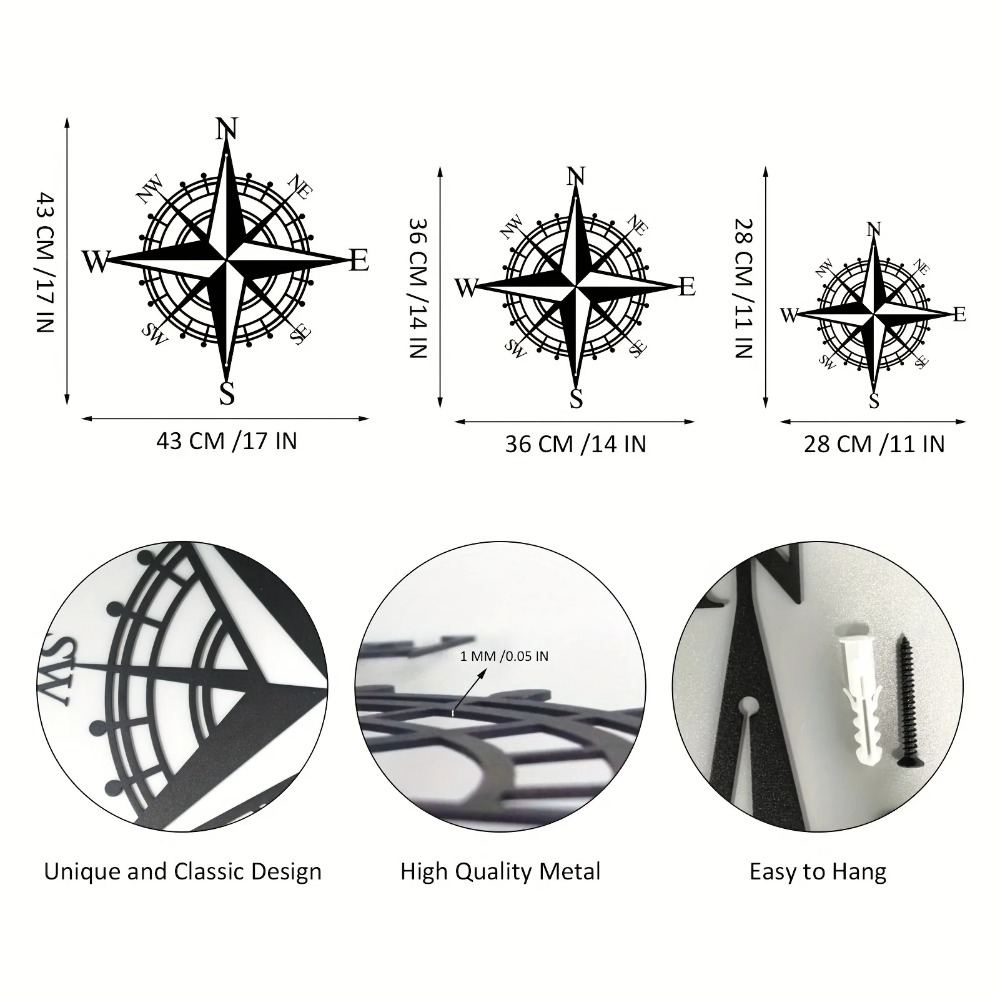 金属製コンパスウォールアート、リビングルーム用、航海用鉄製ホ - Home Decor Nautical のレビューと価格
