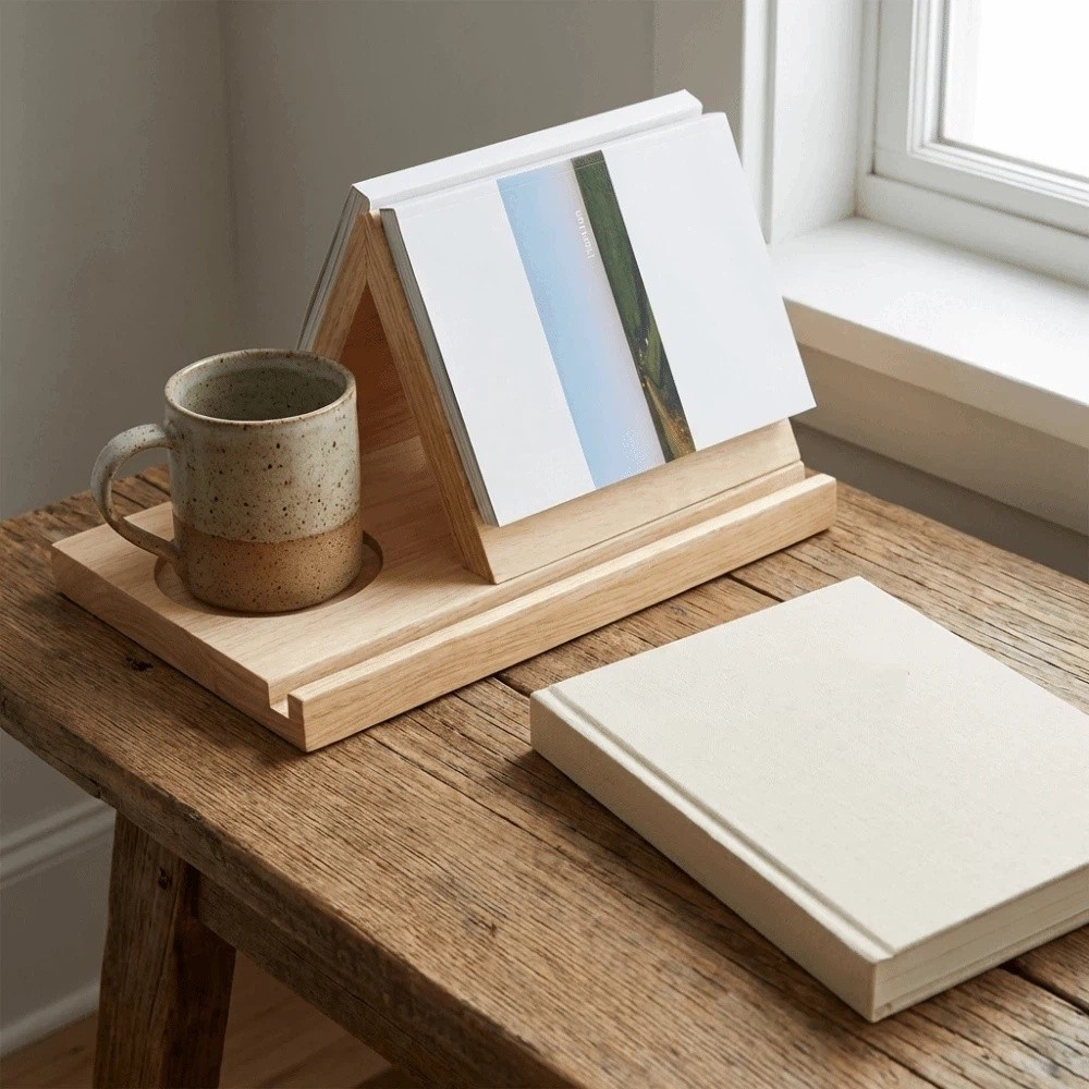 ミニマリスト 2 in 1 三角形木製ブックホルダー 丈夫な - Home Decor Magazine のレビューと価格