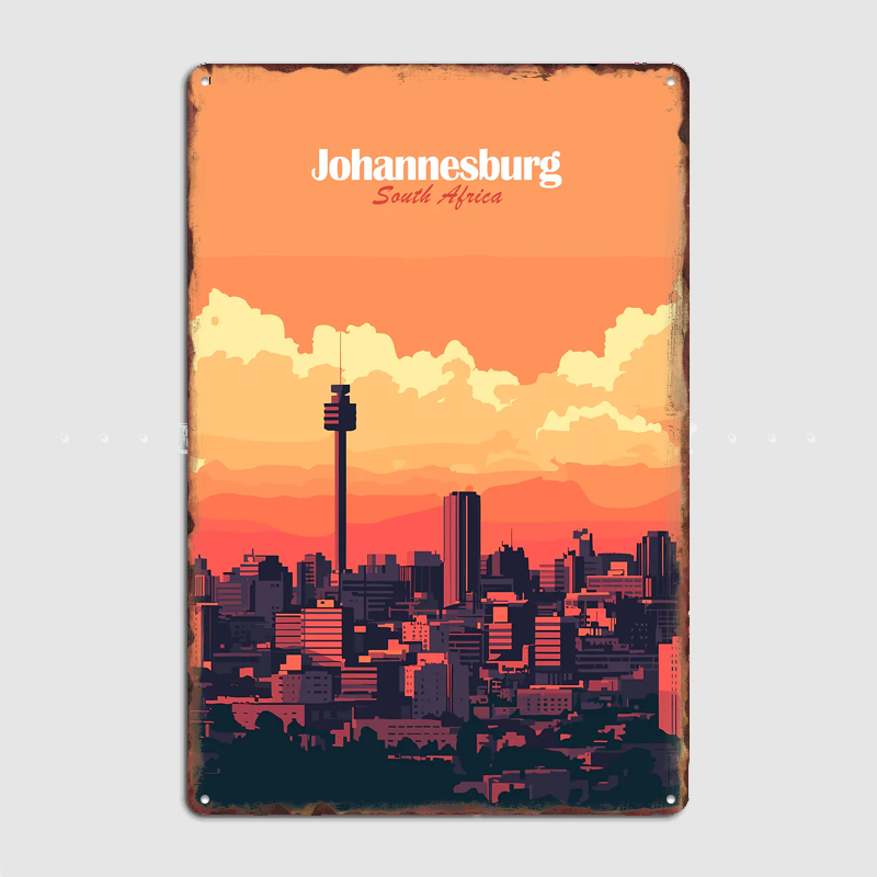 ヨハネスブルグのスカイライン旅行風景ポスターレトロガレージク - Home Decor Johannesburg のレビューと価格