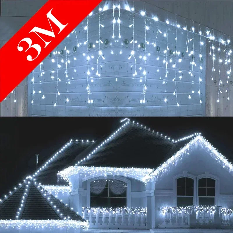 クリスマスライト 屋外装飾 ドロップLEDランプ カーテン  - String Curtain Light のレビューと価格
