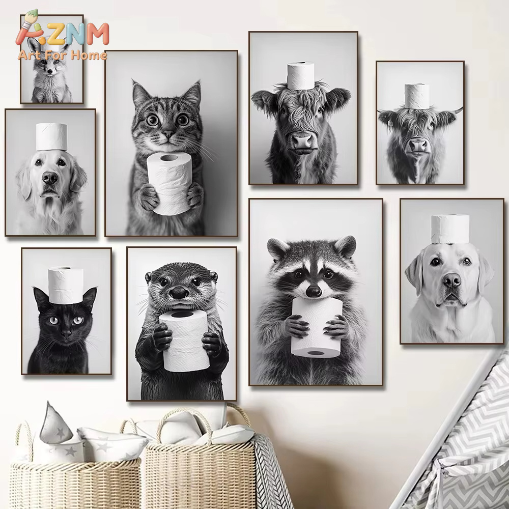1PC、ハイランドカウ、カワウソ、猫、アライグマ、トイレット - Home Decor Scrap のレビューと価格