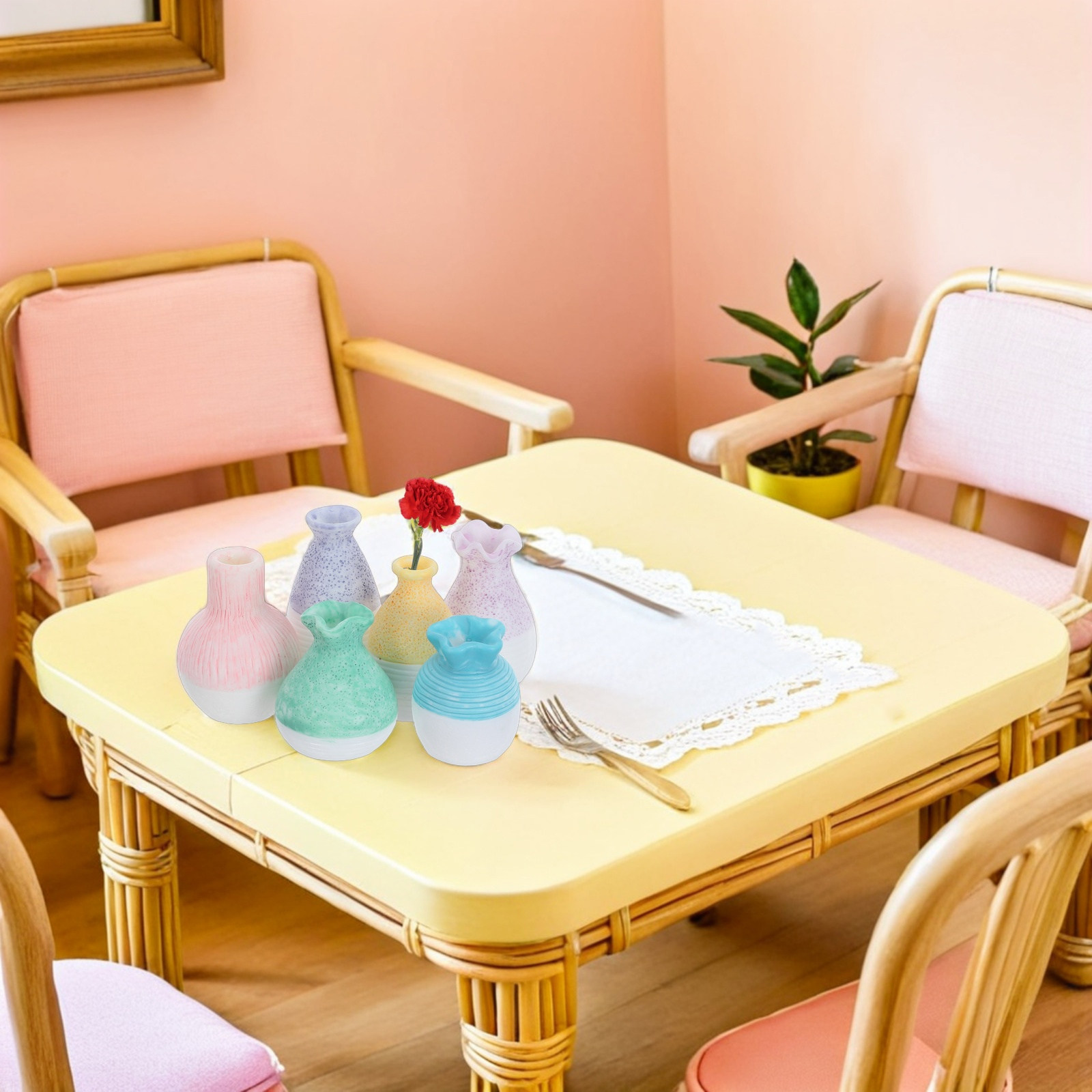 6個入りミニチュア花瓶 レジン製 マイクロランドスケープ 小 - Home Decor Vase のレビューと価格