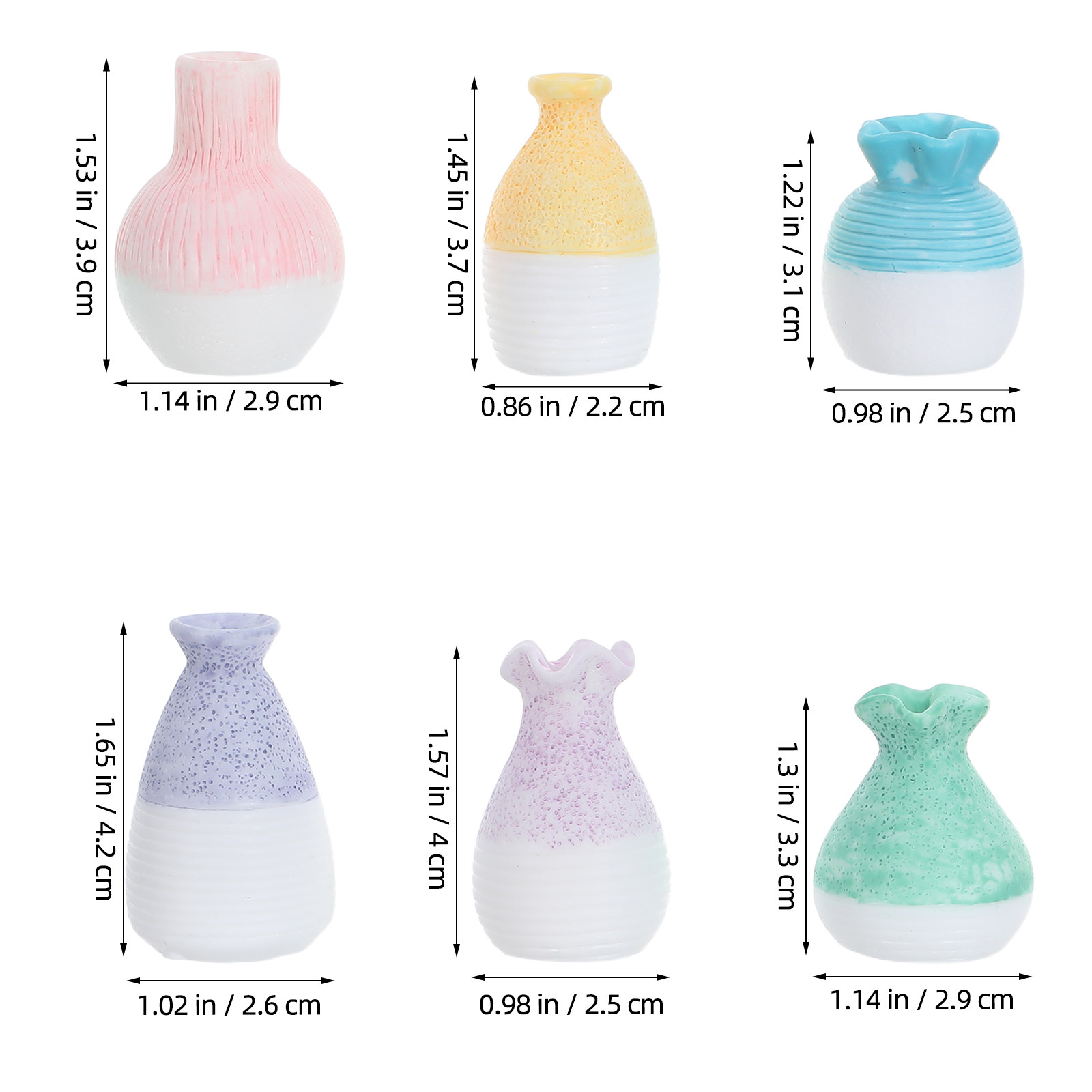 6個入りミニチュア花瓶 レジン製 マイクロランドスケープ 小 - Home Decor Vase のレビューと価格